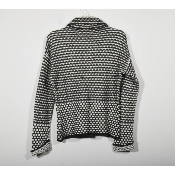 Chiaramente Italy Wool Mohair Blend Black White Collared Cardigan Sweater Sz M - Picture 3 of 3